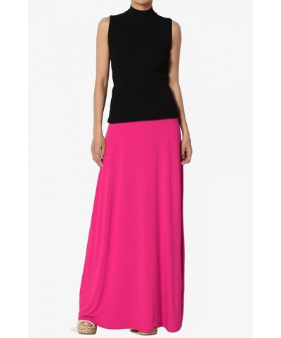 Women's S~3XL Women's Casual Lounge Solid Draped Jersey Relaxed Long Maxi Skirt Hot Pink $12.60 Skirts