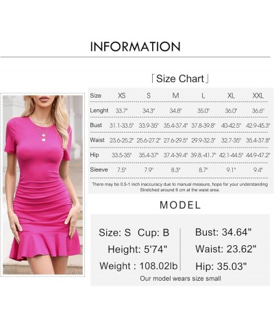 Women's 2024 Sexy Mini Dress Knit Ruched Long Sleeve Ruffle Bodycon Dress Club Date Night Cocktail Party Dresses Shortsleeve_...