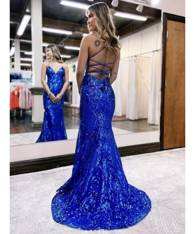 Sequin Mermaid Prom Dresses 2024 Spaghetti Straps Lace Applique Formal Evening Gowns Emerald Green $42.50 Dresses