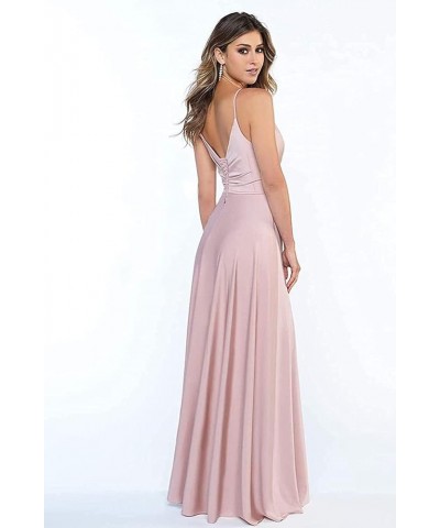 Women's Spaghetti Straps Slit Satin Prom Dresses Long V Neck A-Line Evening Formal Gowns Burnt Orange $32.44 Dresses