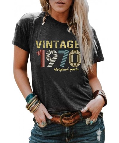 Retro 50th Birthday Gift Womens T Shirts Vintage 1974 Original Parts Tshirt Birthday Party Short Sleeve V Neck Tee Tops Grey ...