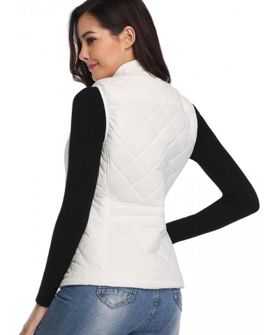 Women's Quilted Vest, Stand Collar Lightweight Zip Padded Gilet White $17.10 Vests