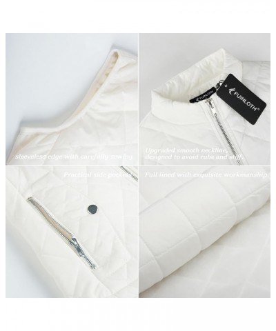 Women's Quilted Vest, Stand Collar Lightweight Zip Padded Gilet White $17.10 Vests