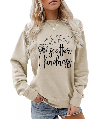 Women Dandelion Graphic Shirts Just Breathe Sweatshirt Letter Print Long Sleeve Pullover Tops 2-beige $13.28 Hoodies & Sweats...