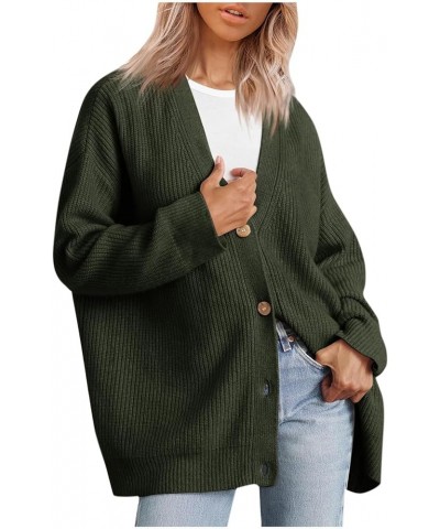 Women Cashmere Cocoon Cardigan Open Front Oversized Button Down Chunky Cardigan V Neck Cardigans Sweaters Knit Coat A-armygre...