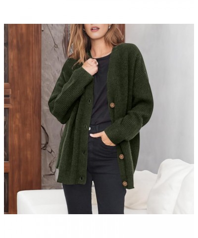 Women Cashmere Cocoon Cardigan Open Front Oversized Button Down Chunky Cardigan V Neck Cardigans Sweaters Knit Coat A-armygre...