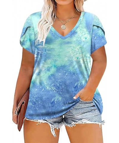 Womens-Plus-Size-Tops Summer Petal Sleeve T Shirts Casual V Neck Tees XL-5XL Yh001 $13.24 T-Shirts