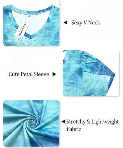 Womens-Plus-Size-Tops Summer Petal Sleeve T Shirts Casual V Neck Tees XL-5XL Yh001 $13.24 T-Shirts