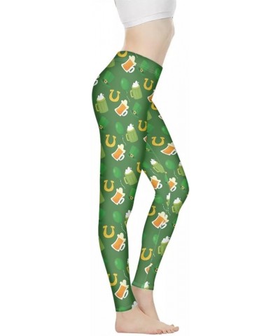 Polyester Leggings for Women Tribel Stripe Print Tummy Control Athletic Workout Yoga Pants Green St.patrick's Day-1 $14.27 Le...