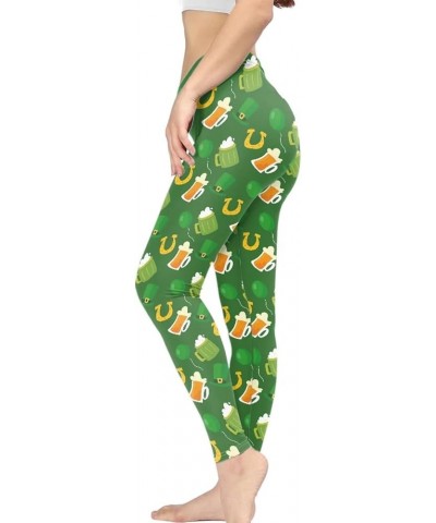 Polyester Leggings for Women Tribel Stripe Print Tummy Control Athletic Workout Yoga Pants Green St.patrick's Day-1 $14.27 Le...