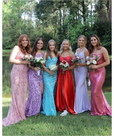 Sparkly Sequin Mermaid Prom Dress 2024 with Slit for Women One Shoulder Formal Evening Gown YZTS141 Burnt Orange $34.50 Dresses