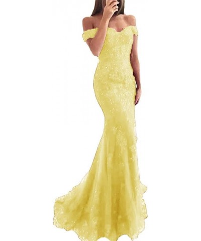 Women's Long Lace Mermaid Wedding Prom Dresses Formal Evening Gown P050 P122-yellow $42.77 Dresses