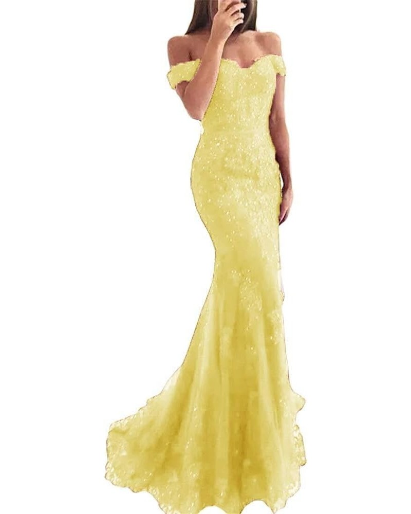 Women's Long Lace Mermaid Wedding Prom Dresses Formal Evening Gown P050 P122-yellow $42.77 Dresses