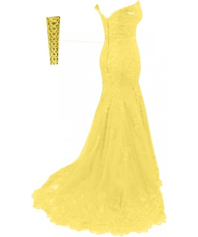 Women's Long Lace Mermaid Wedding Prom Dresses Formal Evening Gown P050 P122-yellow $42.77 Dresses