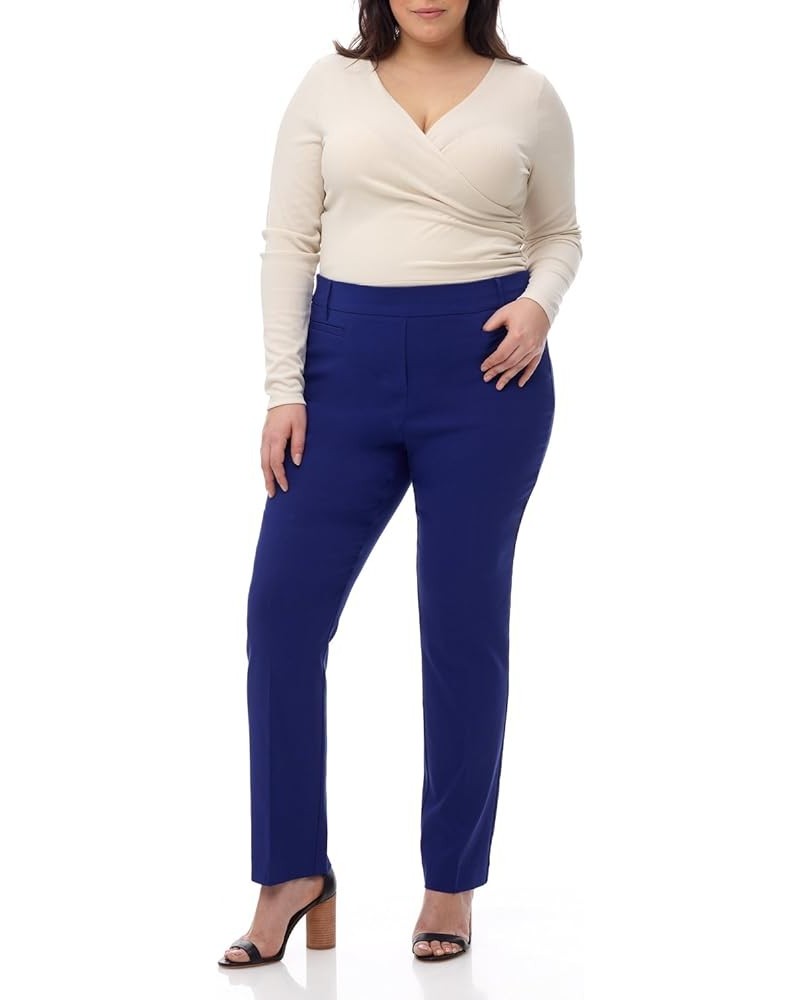 Curvy Woman Ease into Comfort Plus Size Straight Pant w/Tummy Control Sapphire $21.25 Pants