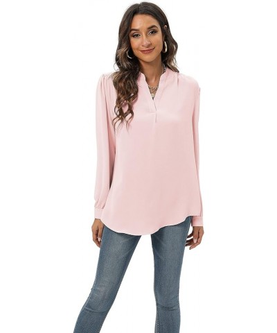 Womens Split V Neck Cap Sleeve Tops Frill Trim Elegant Work Office Blouse Shirts 1 Pink $16.79 Blouses