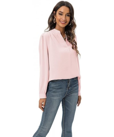 Womens Split V Neck Cap Sleeve Tops Frill Trim Elegant Work Office Blouse Shirts 1 Pink $16.79 Blouses