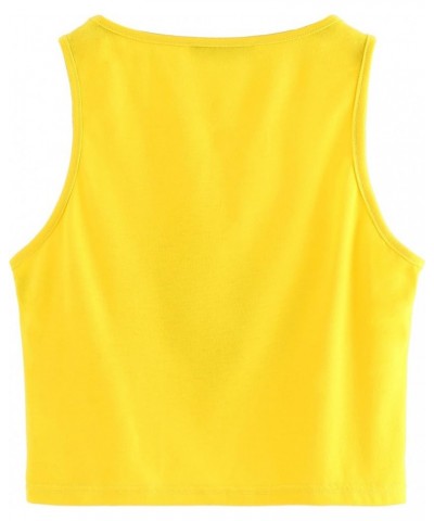 Women's Casual Sleeveless Round Neck Workout Crop Tank Top Shirts Yellow $11.28 Activewear