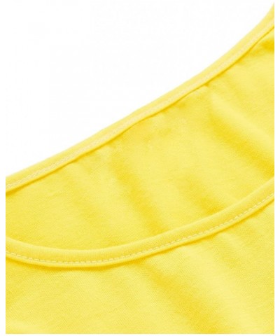 Women's Casual Sleeveless Round Neck Workout Crop Tank Top Shirts Yellow $11.28 Activewear