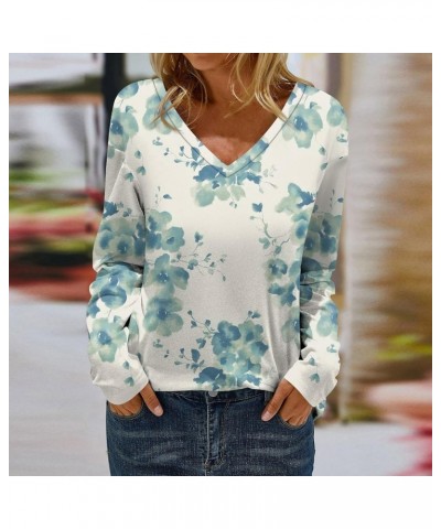 Black Long Sleeve Shirt Women Women's Tops and Blouses Casual Fashion Foral Print V-Neck Button T-Shirt Tops 2-blue $9.71 Blo...