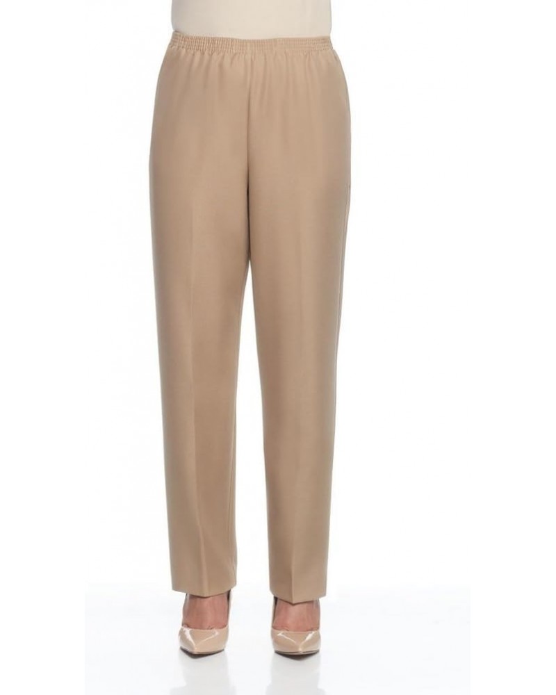 Women's Petite Polyester Pull-On Pants - Short Length, Tan, 10 Petite Short $20.29 Pants