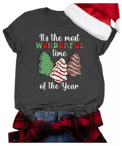 Merry Christmas Shirts for Women Xmas Buffalo Plaid Tree Shirt Top Short Sleeve Casual Graphic Print T Shirt Grey3 $11.79 T-S...