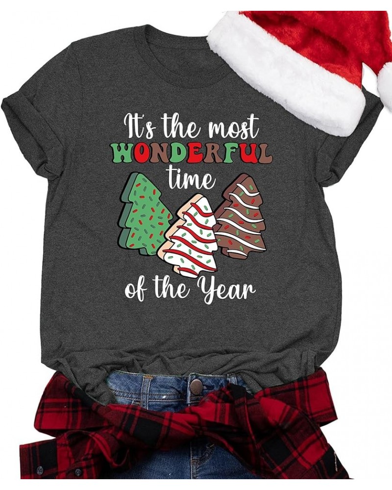 Merry Christmas Shirts for Women Xmas Buffalo Plaid Tree Shirt Top Short Sleeve Casual Graphic Print T Shirt Grey3 $11.79 T-S...