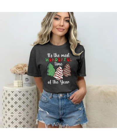 Merry Christmas Shirts for Women Xmas Buffalo Plaid Tree Shirt Top Short Sleeve Casual Graphic Print T Shirt Grey3 $11.79 T-S...