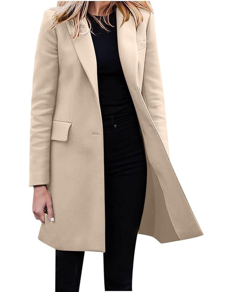 Women's Long Trench Coat Windproof Classic Lapel Slim Overcoat Faux Wool Coat Blouse Ladies Ring Master Jacket with Belt 2b_b...