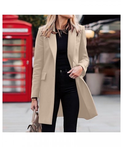 Women's Long Trench Coat Windproof Classic Lapel Slim Overcoat Faux Wool Coat Blouse Ladies Ring Master Jacket with Belt 2b_b...