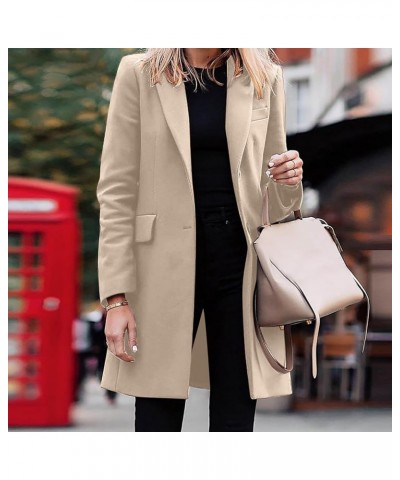 Women's Long Trench Coat Windproof Classic Lapel Slim Overcoat Faux Wool Coat Blouse Ladies Ring Master Jacket with Belt 2b_b...