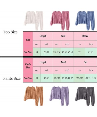 Women Warm Pajama Set Fleece Lined Long Sleeve Crewneck Sweatshirt Pullover thicken High Waist pants Loungewear 08_black $9.9...