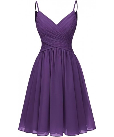 Women's Spaghetti Straps Homecoming Dresses Short Chiffon A Line Bridesmaid Dresses with Pockets Regency $29.57 Dresses