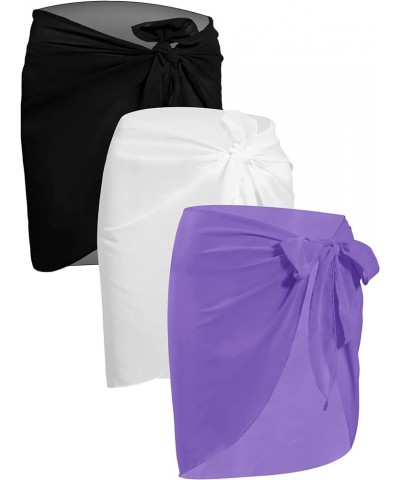 TMS Women Beach Wrap Sarong Cover Up Chiffon Swimsuit Wrap Skirts Cover-ups Black, White, Medium Purple $10.06 Swimsuits