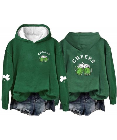 Women's St. Patrick's Day American Flag Print Sweatshirt Shamrock Graphic Casual Tops Clover Long Sleeve Pullover 09-cheers A...