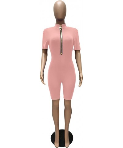 Jumpsuits for Women Sexy Bodycon Long Sleeve V Neck Rich Hold Zipper One Piece Outfits Pink With Rich Hold Zipper $18.29 Jump...