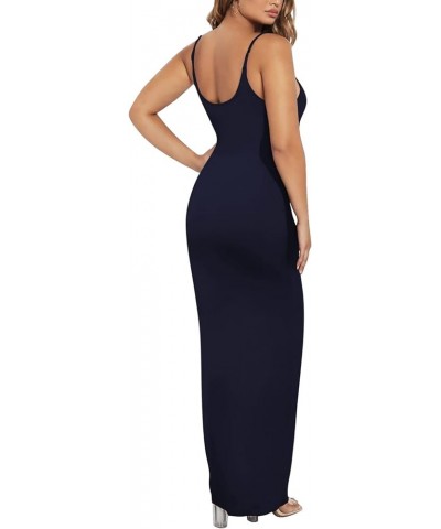 Women's Spaghetti Strap Sleeveless Bodycon Maxi Dress Scoop Neck Open Back Sexy Long Dress Sundresses 5459-1 Darkblue $11.75 ...