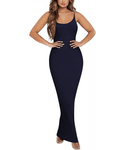 Women's Spaghetti Strap Sleeveless Bodycon Maxi Dress Scoop Neck Open Back Sexy Long Dress Sundresses 5459-1 Darkblue $11.75 ...