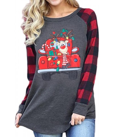 Womens Merry Christmas Striped Raglan Long Sleeve T Shirt Plaid Leopard Printed Tree Baseball Shirt Graphic Tees Tops A-chris...