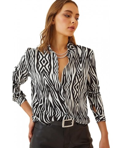 Blouses for Women Fashion, Long Sleeve Button Down Shirts Dressy Casual Tops New Zebra $12.00 Blouses