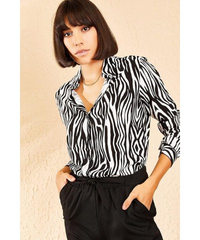 Blouses for Women Fashion, Long Sleeve Button Down Shirts Dressy Casual Tops New Zebra $12.00 Blouses