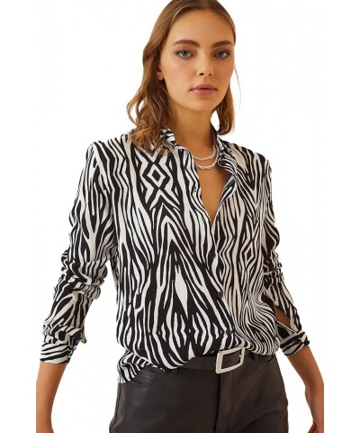 Blouses for Women Fashion, Long Sleeve Button Down Shirts Dressy Casual Tops New Zebra $12.00 Blouses