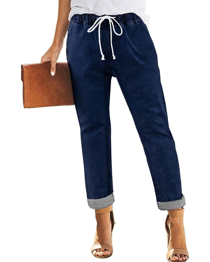 Women's High Waist Jeans Classic Tapered Joggers Jeans A-blue $23.93 Jeans