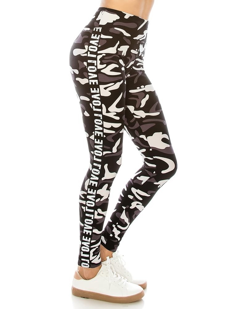 Legging Women Track Pants - High Waisted Premium Soft Stretch Buttery Racing Stripe 1849 / 57 $10.71 Leggings