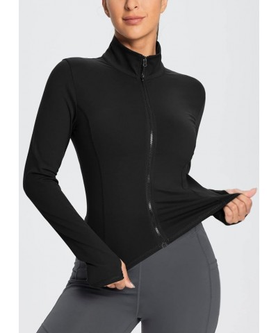 Women's Cropped Workout Jacket Long Sleeve Athletic Running Yoga Lightweight Zip Up Jackets with Thumb Holes Black $16.10 Jac...