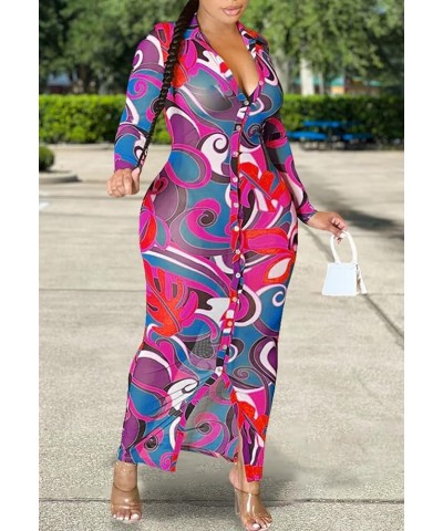 Women's Sheer Mesh Long Sleeve Bodycon Midi Dress Club Night Out Dresses Beach Cover Up Dress Rose F-c $14.35 Swimsuits