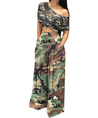 Wide Leg Pants for Women, Palazzo Pants for Women, Womens Casual Lounge Work Business High Waisted Flowy Pants Palazzo Camo G...