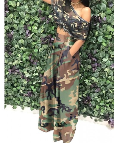 Wide Leg Pants for Women, Palazzo Pants for Women, Womens Casual Lounge Work Business High Waisted Flowy Pants Palazzo Camo G...