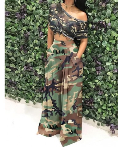 Wide Leg Pants for Women, Palazzo Pants for Women, Womens Casual Lounge Work Business High Waisted Flowy Pants Palazzo Camo G...