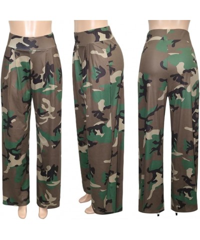 Wide Leg Pants for Women, Palazzo Pants for Women, Womens Casual Lounge Work Business High Waisted Flowy Pants Palazzo Camo G...